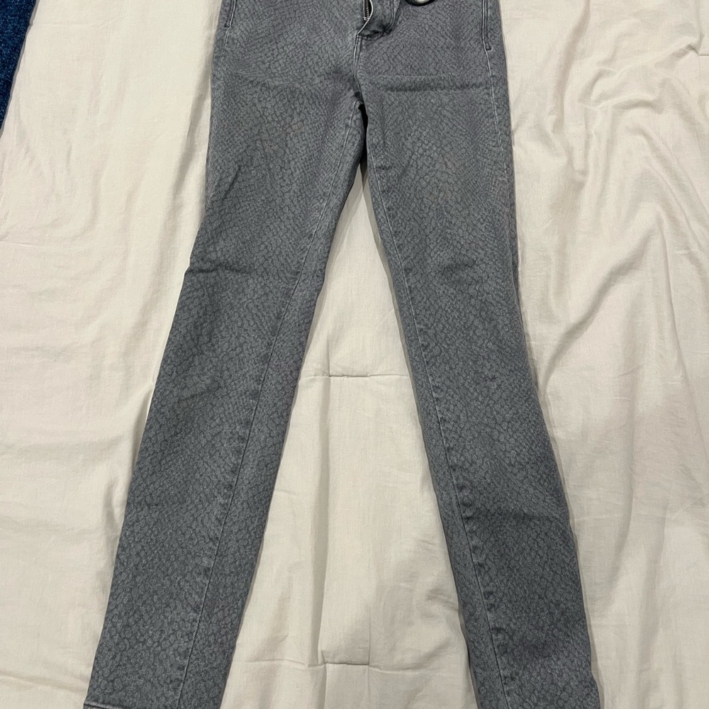 Gray Snakeskin Print Jeans